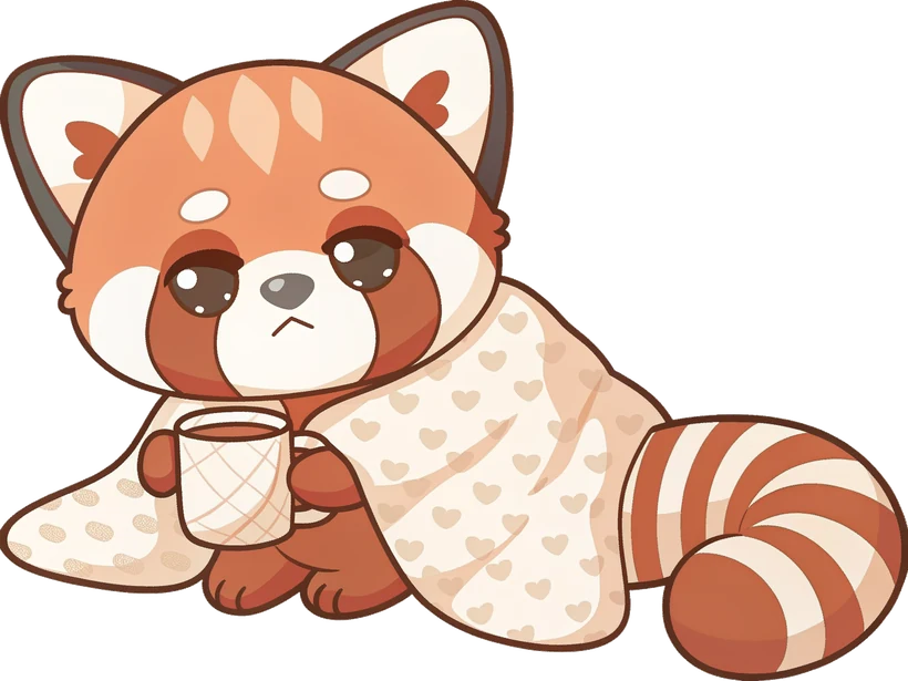 Endii wrapped in a blanket holding a warm mug after a flare